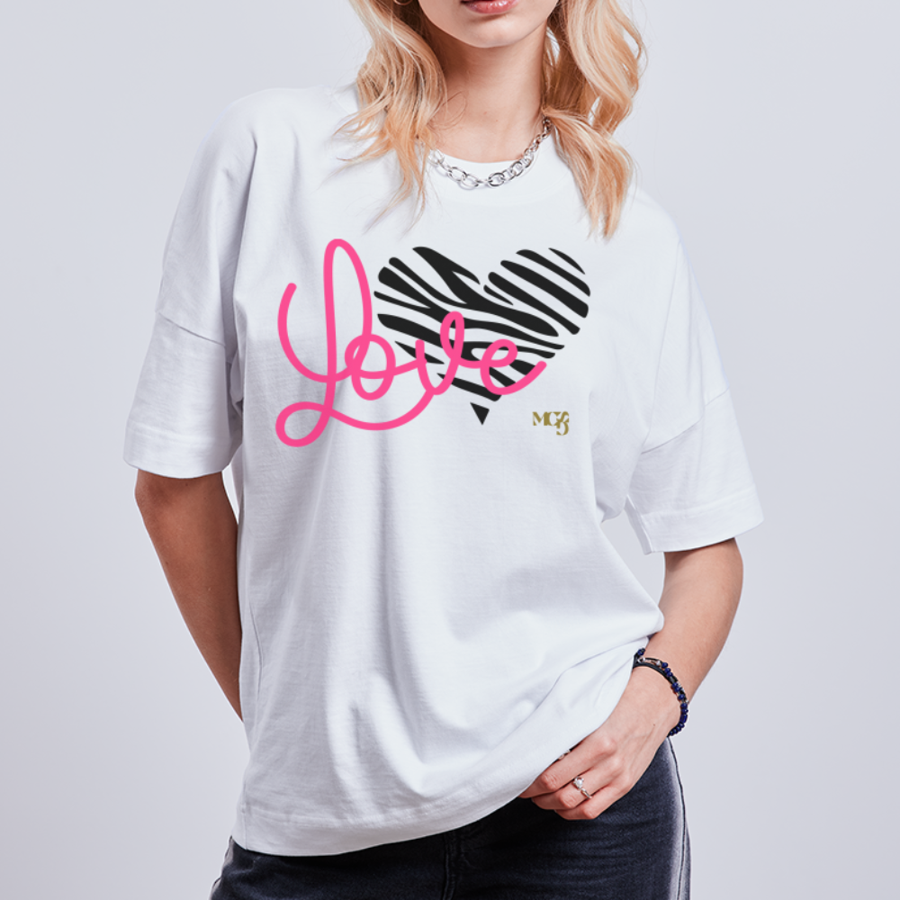 Love zebra oversize T-Shirt neonpink - Weiß